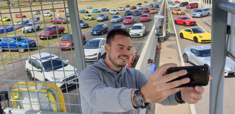 Paul Maric taking a selfie at the Drive Car of the Year testing