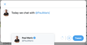 How to tag Paul Maric on Twitter